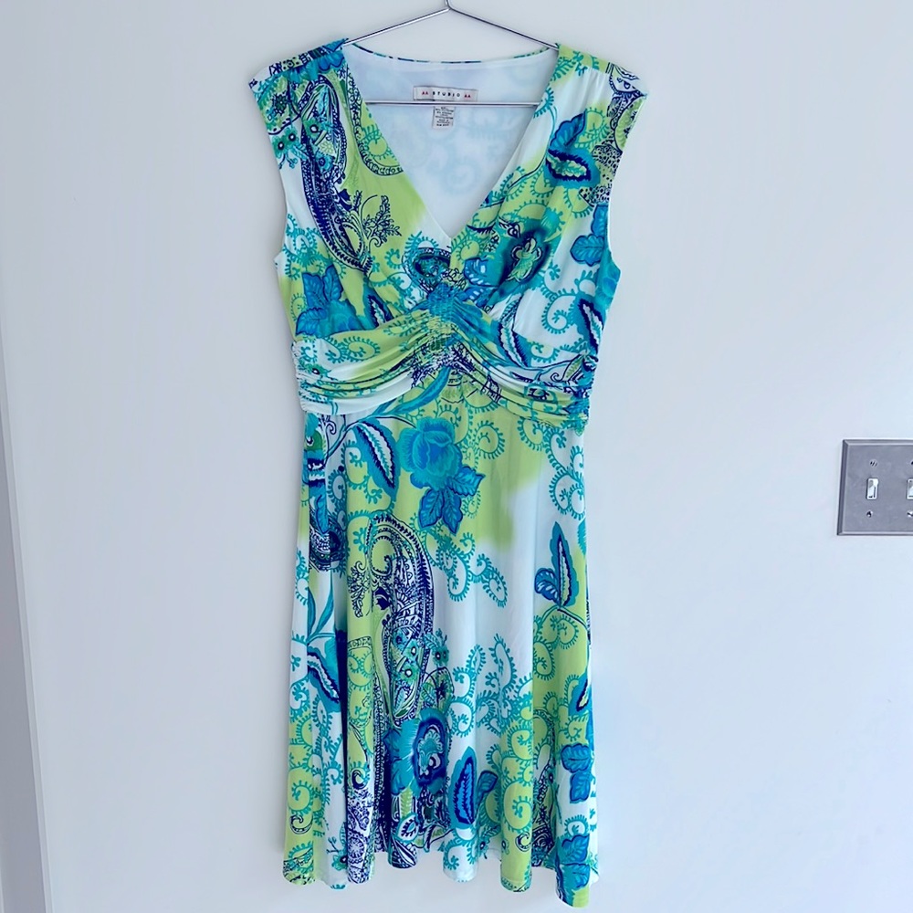 AA Studio Stretchy Floral V-Neck Dress Size 8P